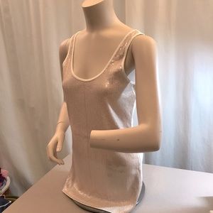 Express beige sequin tank top-size L